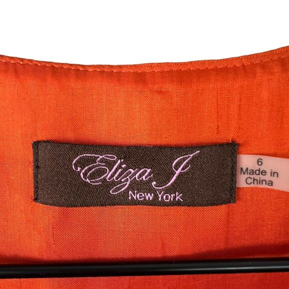 Eliza J Womens Orange Linen Blend Sleeveless Ruffled Sailor A-Line Dress 6 - Picture 5 of 6